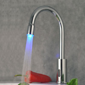 Laiton contemporain LED du capteur Finition Chrome robinet d'évier salle de bains F0108F - Cliquez sur l'image pour la fermer