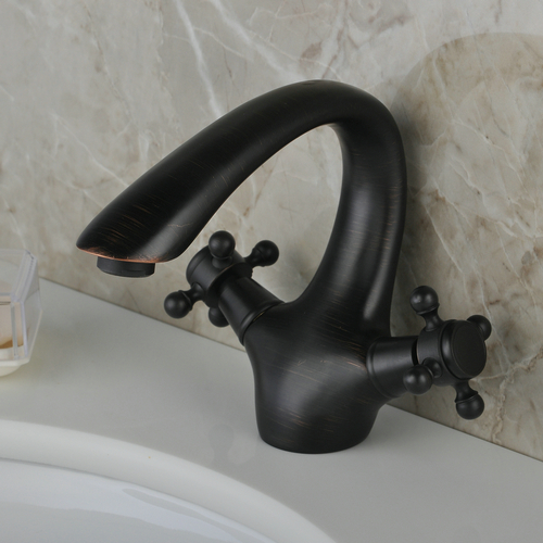 Style Traditionnel huilé Bronze Finish courbure lavabo robinet R0401B - Cliquez sur l'image pour la fermer