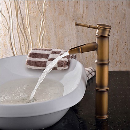 fini antique en laiton lavabo robinet - conception de forme de bambou F0417