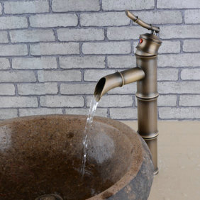fini antique en laiton lavabo robinet - conception de forme de bambou F0432A
