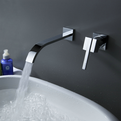 contemporaine cascade de cuivres lavabo robinet (montage mural) avec vidage - Cliquez sur l'image pour la fermer