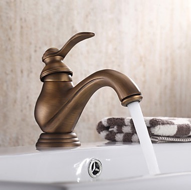 entraxe poignée simple robinet d'évier en laiton antique salle de bains - Cliquez sur l'image pour la fermer