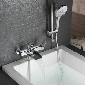 finition chromée mitigeur mural cascade robinet de la baignoire (douche à main non inclus) F0556W - Cliquez sur l'image pour la fermer