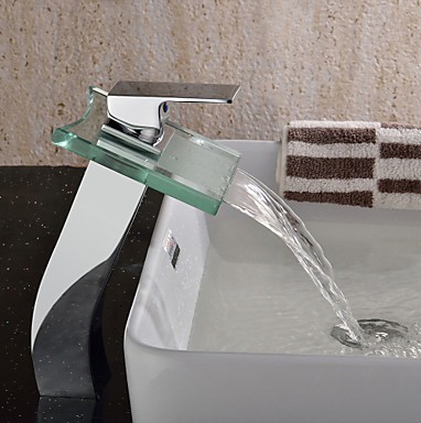 robinet d'évier cascade salle de bain avec bec verseur en verre (hauteur) F0815H