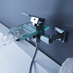 contemporaine cascade chrome robinet de baignoire avec bec en verre (support mural) F0818W - Cliquez sur l'image pour la fermer