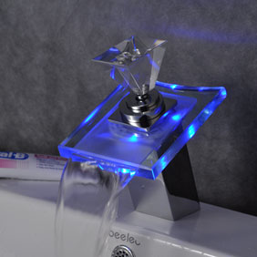 changement de couleur conduit robinets cascade de bain évier (poignée en verre) F0819F - Cliquez sur l'image pour la fermer