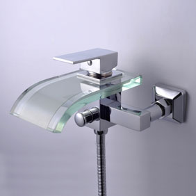 robinet de baignoire contemporaine en verre bec (montage mural) F0822W - Cliquez sur l'image pour la fermer