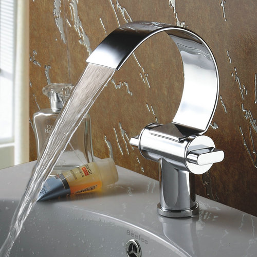 Conception spéciale en laiton chromé cascade Curve Bec lavabo robinet F3025