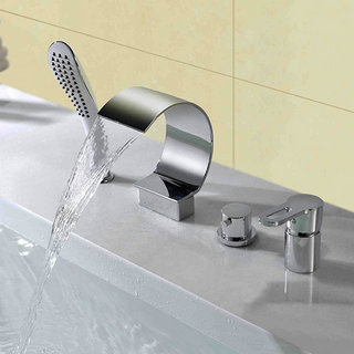 cascade contemporaine robinet de baignoire avec douche à main - fini chrome - Cliquez sur l'image pour la fermer