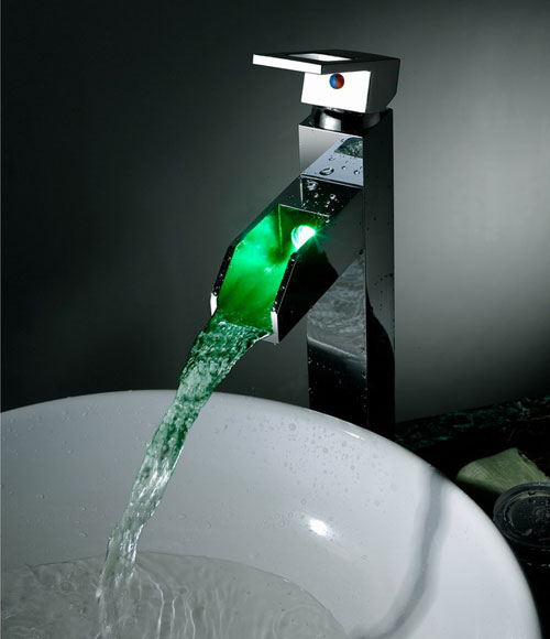 changement de couleur conduit waterall robinet d'évier salle de bains (hauteur) avec vidage