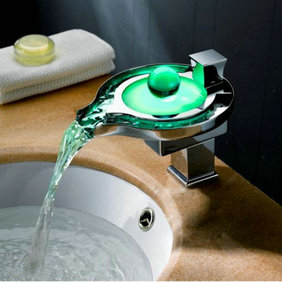 changement de couleur robinet conduit lavabo cascade salle de bains (conception unique) avec vidage F8008F