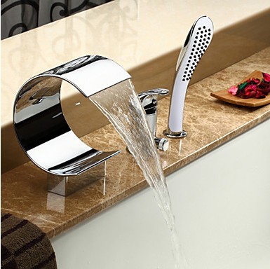 cascade contemporaine robinet de baignoire avec douche à main - fini chrome