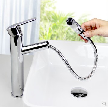 Contemporain mitigeur en laiton mixte Pull-out robinet de lavabo HP3101