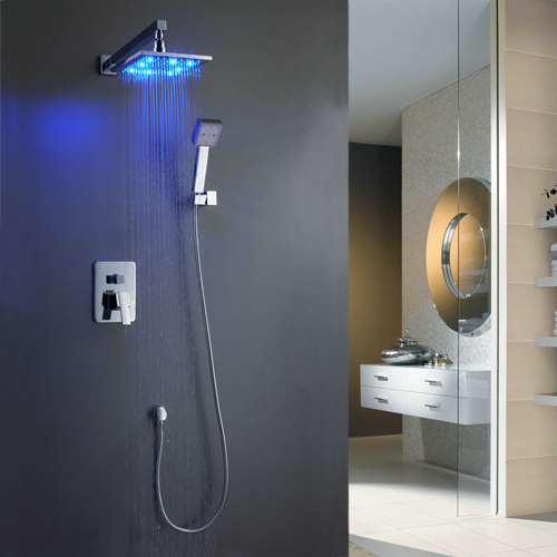 couleur robinet de douche LED avec changement 8 pouces pomme de douche + douche à main SF004 - Cliquez sur l'image pour la fermer