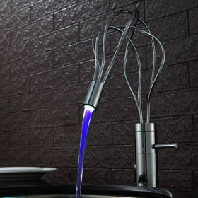 Salle de bain LED changeant de couleur contemporaine robinetterie de l'évier T0458F - Cliquez sur l'image pour la fermer