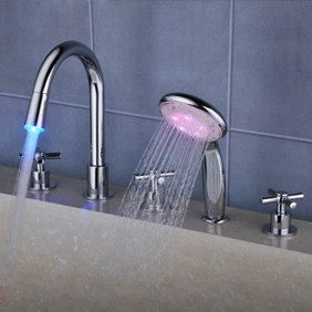 Couleur contemporain Modification Cascade LED généralisée Baignoire robinet avec douchette T0464F
