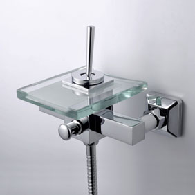 Contemporaine robinet de baignoire cascade avec bec en verre mural T0805-1W