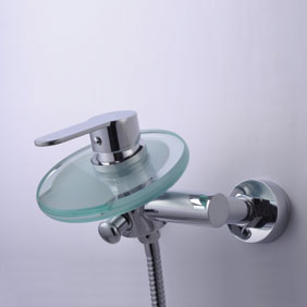 Contemporain Wall Mount robinet de baignoire cascade avec bec en verre T0805W - Cliquez sur l'image pour la fermer