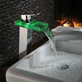 Changement de couleur LED cascade lavabo robinet Chrome T0818HF - Cliquez sur l'image pour la fermer
