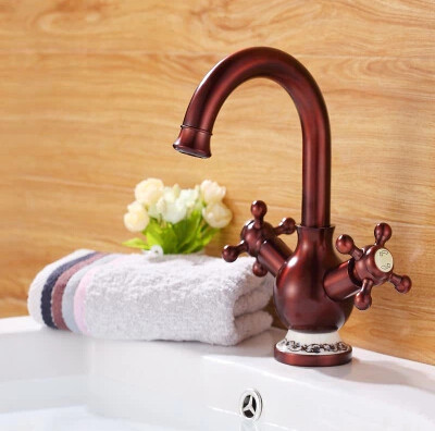 les poignées en laiton plaqué or haut grade double lavabo robinet mélangeur classique de salle de bains T1088F