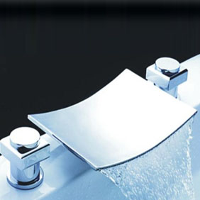 Contemporaine en laiton cascade salle de bains robinet d'évier avec bec en acier inoxydable T6010