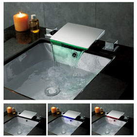Couleur contemporain Modification Cascade LED généralisée lavabo robinet T8012F