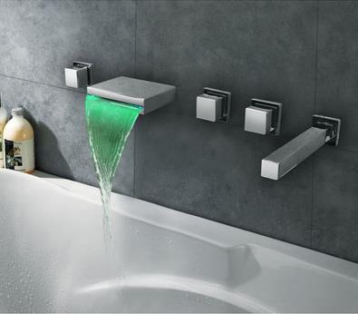 Finition chromée Thermochromique contemporain Cascade LED bains à remous Tap T8045 - Cliquez sur l'image pour la fermer