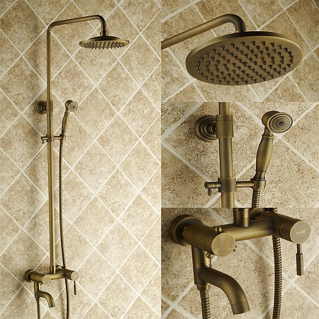 Laiton antique baignoire-douche Robinet avec douche 8 pouces + douche à main TSA001