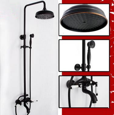 nouvelle conception de bronze noire douche tap laiton deux poignées de pluie TS620B