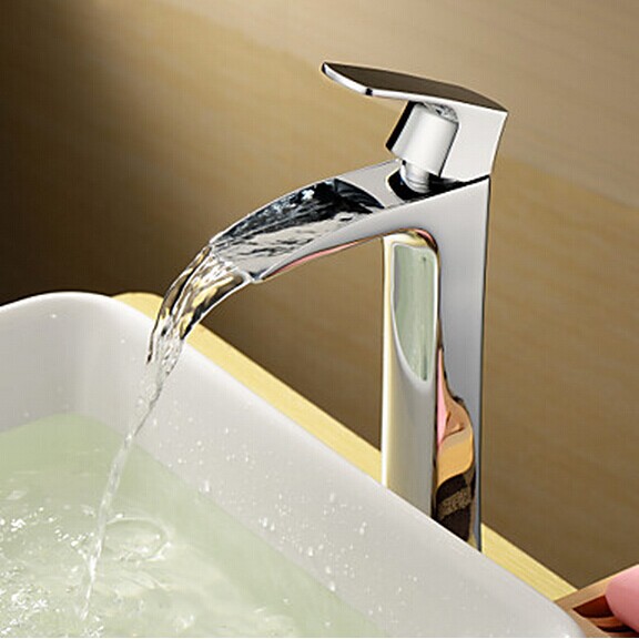 entraxe de laiton massif finition chromée robinet d'évier simple poignée de salle de bains (hauteur) F0556H