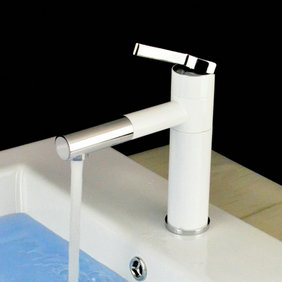 Contemporain rotatif Blanc Peinture mitigeur lavabo robinet - Cliquez sur l'image pour la fermer