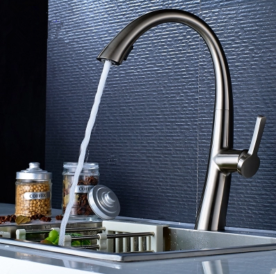 Antiquité Brass Le Nickel Brossé Robinet de Cuisine Rétractable FA283N