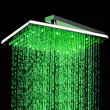 Contemporaine 16 pouces Acier inoxydable Couleur Changement LED Pomme de douche HS16F