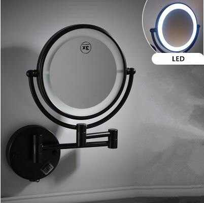 Bronze Noir Brass Sur le Mur Avec LED Loupe Salle de Bains Faire Miroir MB254