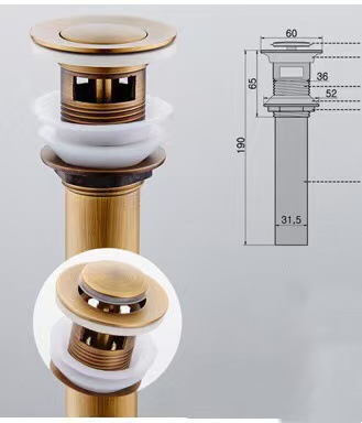 Drain pop-up en laiton antique avec débit PP0300A