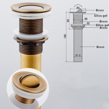 Laiton antique Pop Up Drain sans débordement PP0301A