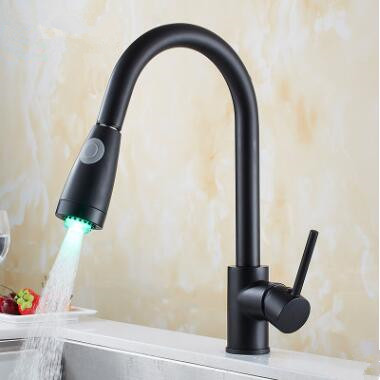 Robinet de Cuisine à LED En Laiton Noir Antique RB0164