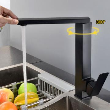 Laiton Noir Ancien Type Carré 360° Mélangeur rotatif Robinet D'évier de Cuisine RB0297