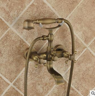 Laiton antique traditionnel Terminer Baignoire robinet avec douche à main TSA011
