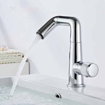 Design Artistique Chrome 720° Rotatif Laiton Mélangeur Robinetterie Lave-mains T0211R