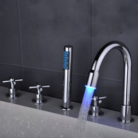 Couleur contemporain Modification Cascade LED généralisée Baignoire robinet avec douchette T0463F