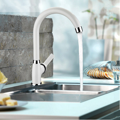 Contemporaine Centerset Blanc Peinture Kitchen Sink Tap T0553