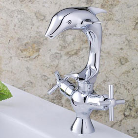Finition chromée robinet évier salle de bains - Dauphin Shape Design T0666