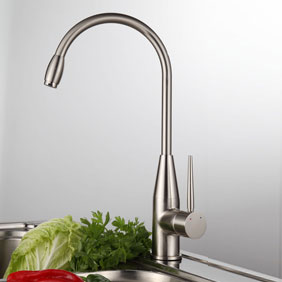 Laiton massif contemporaine robinet de cuisine - Nickel brossé T0726 - Cliquez sur l'image pour la fermer