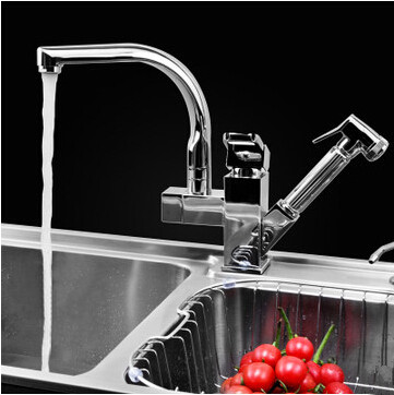 Chrome Deux Poignée Out Mixer Centerset robinet de cuisine T0790E