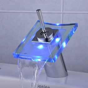 Salle de bain LED cascade de mitigeur contemporain robinetterie de l'évier T0801F