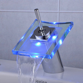 Salle de bain LED cascade de mitigeur contemporain robinetterie de l'évier T0801F - Cliquez sur l'image pour la fermer