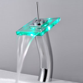 Salle de bain LED cascade de mitigeur contemporain robinetterie de l'évier T0801HF - Cliquez sur l'image pour la fermer