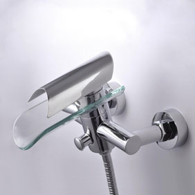 Contemporain seule poignée à fixation murale cascade de verre Douche Tap T0814W - Cliquez sur l'image pour la fermer