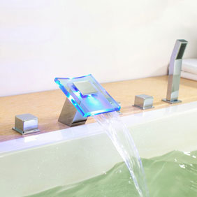 Couleur contemporain LED changeant hydroélectrique Cascade généralisée Baignoire Tap T0827FW - Cliquez sur l'image pour la fermer